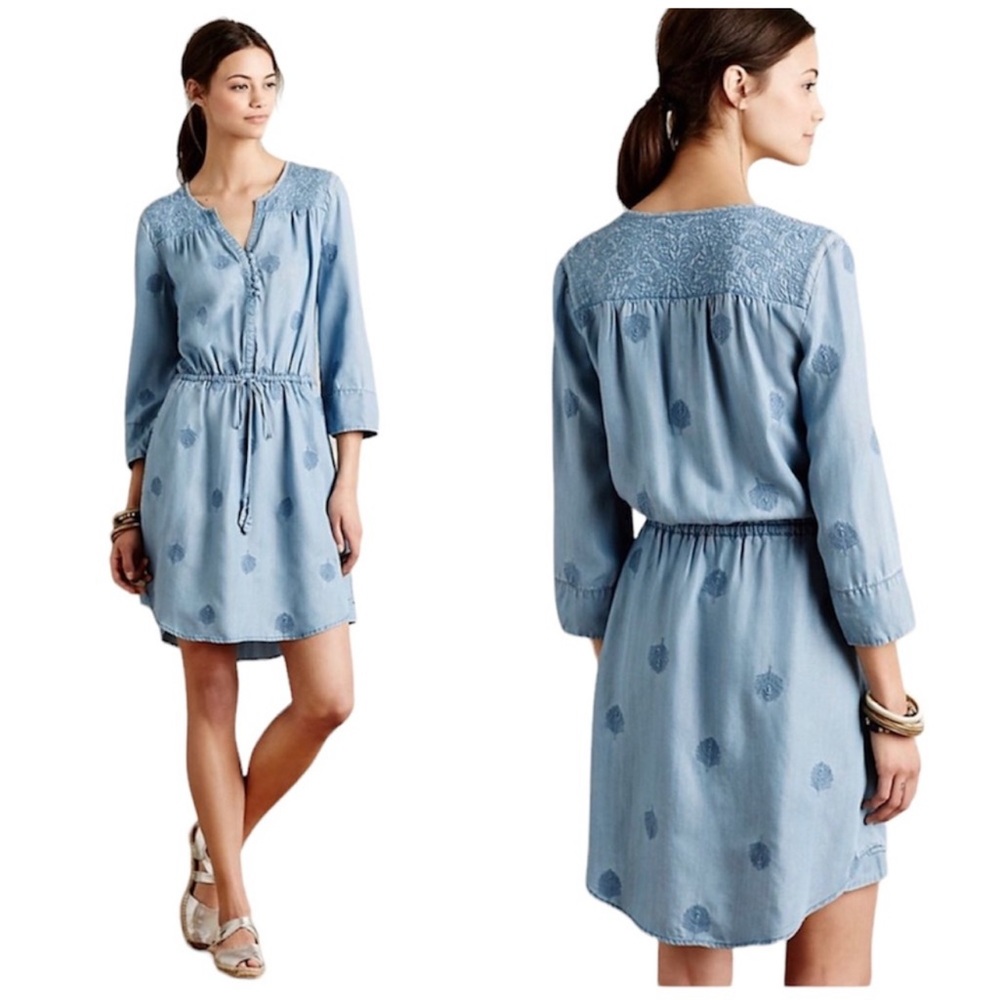 NWT ANTHROPOLOGIE Holding Horses Chambray Dress XL